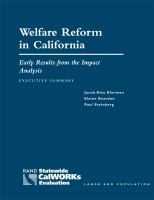 Welfare reform in California early results  from the impact analysis /