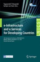 e-Infrastructure and e-Services for Developing Countries 5th International Conference, AFRICOMM 2013, Blantyre, Malawi, November 25-27, 2013, Revised Selected Papers /