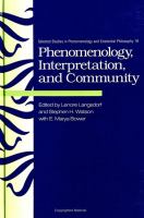 Phenomenology, interpretation, and community /