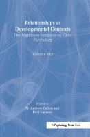 Relationships as developmental contexts /