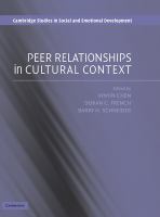 Peer relationships in cultural context /