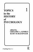 Topics in the history of psychology /