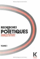 Recherches poïétiques /