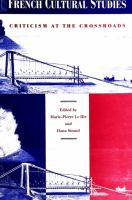 French cultural studies : criticism at the crossroads /