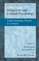 Indigenous and cultural psychology : understanding people in context /