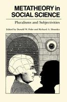 Metatheory in social science : pluralisms and subjectivities /