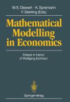 Mathematical modelling in economics : essays in honor of Wolfgang Eichhorn /