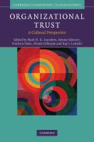Organizational trust : a cultural perspective /