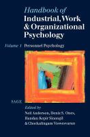 Handbook of industrial, work and organizational psychology /