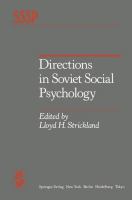 Directions in Soviet social psychology /