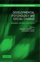 Developmental psychology and social change : research, history, and policy /