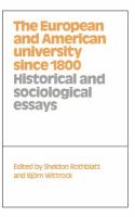 The European and American university since 1800 : historical and sociological essays /