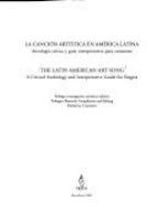 La canción artística en América Latina : antología crítica y guía interpretativa para cantantes /