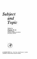 Subject and topic : [papers] /