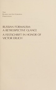 Russian formalism : a retrospective glance : a festschrift in honor of Victor Erlich /