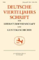 Deutsche Vierteljahrsschrift für Literaturwissenschaft und Geistesgeschichte