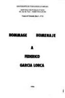 Hommage à Federico García Lorca = Homenaje a Federico García Lorca.