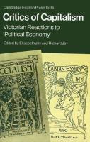 Critics of capitalism : Victorian reactions of "political economy" /