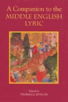 A companion to the Middle English lyric /