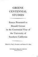 Greene centennial studies : essays presented to Donald Greene in the centennial year of the University of Southern California /