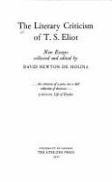 The Literary criticism of T. S. Eliot : new essays /