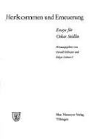 Herkommen und Erneuerung : essays für Oskar Seidlin /