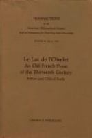 Le Lai de l'oiselet : an Old French poem of the thirteenth century : edition and critical study /