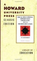 Equal educational opportunity for Blacks in U.S. higher education : an assessment /