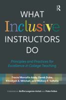 What inclusive instructors do principles and practices for excellence in college teaching /