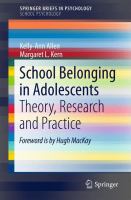 School Belonging in Adolescents Theory, Research and Practice /
