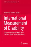 International Measurement of Disability : Purpose, Method and Application.