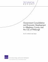 Government Consolidation and Economic Development in Allegheny County and the City of Pittsburgh.