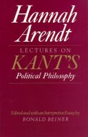 Lectures on Kant's political philosophy /