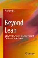 Beyond Lean A Revised Framework of Leadership and Continuous Improvement /