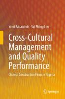Cross-Cultural Management and Quality Performance Chinese Construction Firms in Nigeria /