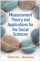 Measurement Theory and Applications for the Social Sciences.