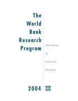 World Bank Research Program 2004 : Abstracts of Current Studies.