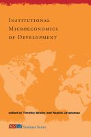 Institutional Microeconomics of Development.