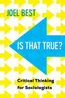 Is that true? : critical thinking for sociologists /
