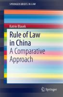 Rule of Law in China A Comparative Approach /