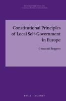 Constitutional principles of local self-government in Europe