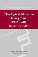 Theological education underground, 1937-1940 /