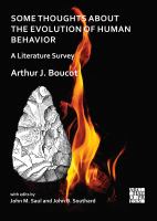 Some thoughts about the evolution of human behavior a literature survey /