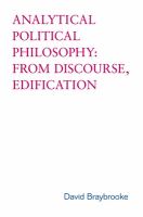 Analytical political philosophy : from discourse, edification /