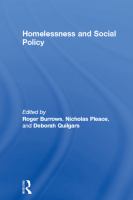 Homelessness and Social Policy.