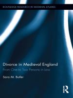 Divorce in Medieval England : From One to Two Persons in Law.