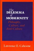 The dilemma of modernity : philosophy, culture, and anti- culture /