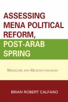 Assessing MENA Political Reform, Post-Arab Spring : Mediators and Microfoundations.