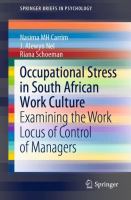 Occupational Stress in South African Work Culture Examining the Work Locus of Control of Managers /