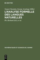 L' analyse Formelle des Langues Naturelles : (Introduction to the Formal Analysis of Natural Languages).